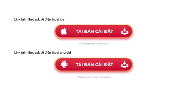 Tải app Mibet tương ứng với điện thoại của người chơi